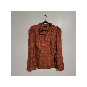 House of Harlow 1960 Nicole Richie Floral Wallis Rust Long-Sleeve Blouse XL